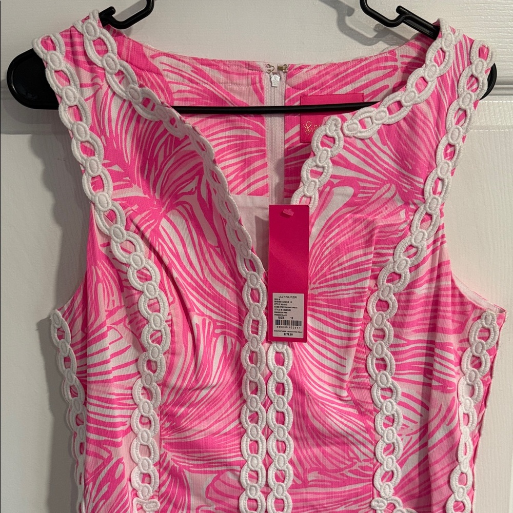 Lilly Pulitzer Hot Pink and White Sleeveless Tunic with Braided Trim